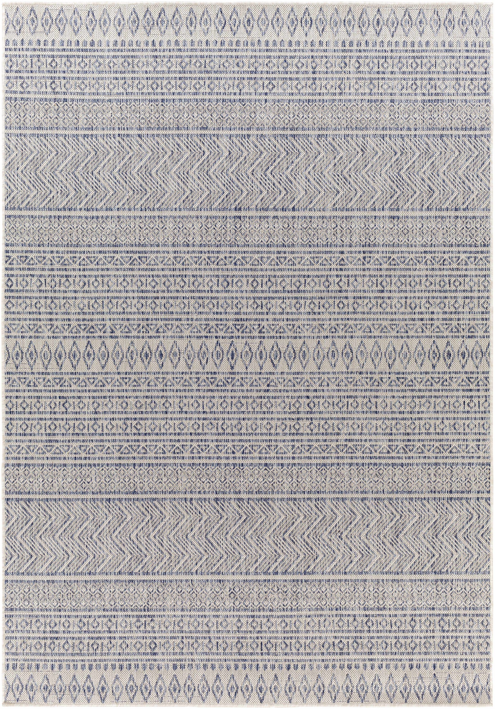 Madras Navy All Over Performance Outdoor Rug - Ornate Home