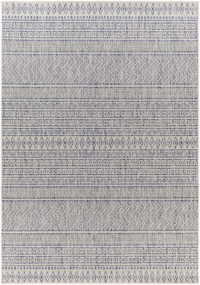 Madras Navy All Over Performance Outdoor Rug - Ornate Home