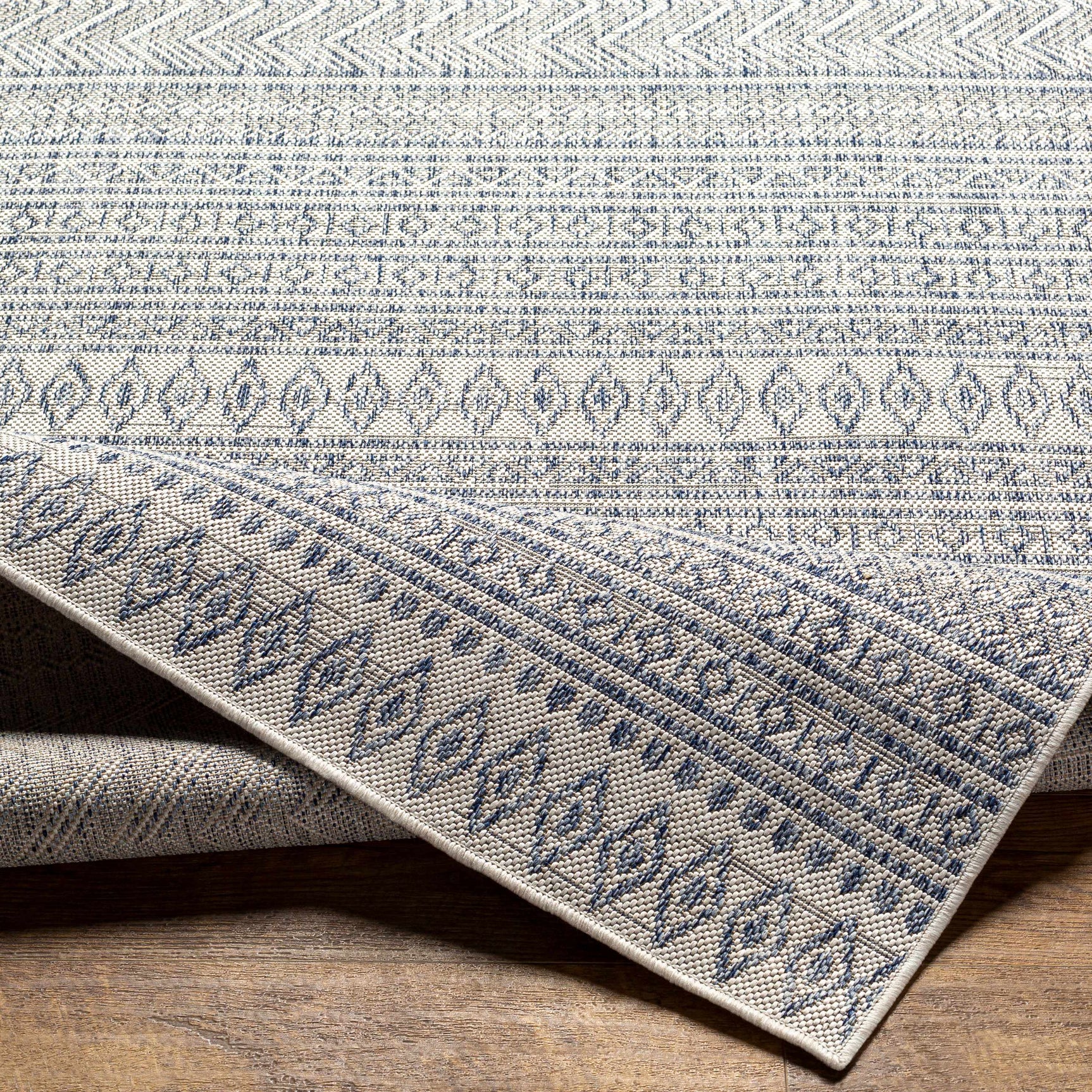 Madras Navy All Over Performance Outdoor Rug - Ornate Home