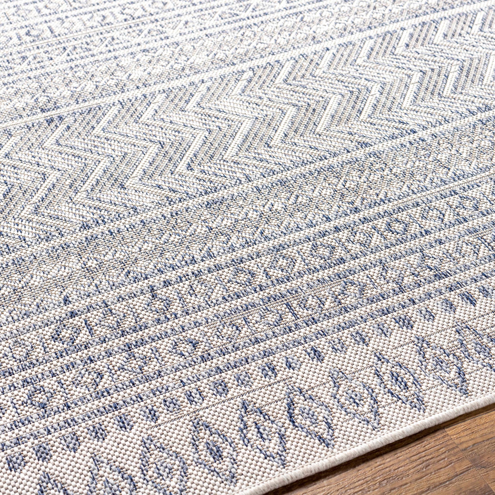 Madras Navy All Over Performance Outdoor Rug - Ornate Home