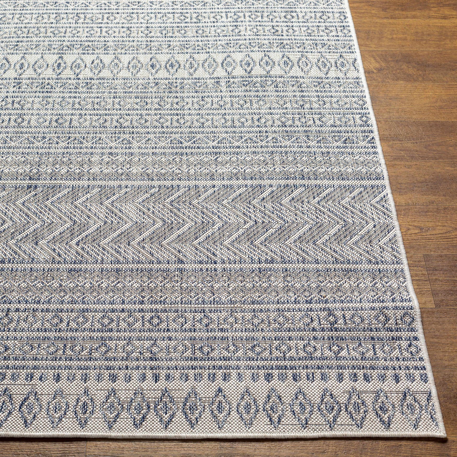 Madras Navy All Over Performance Outdoor Rug - Ornate Home