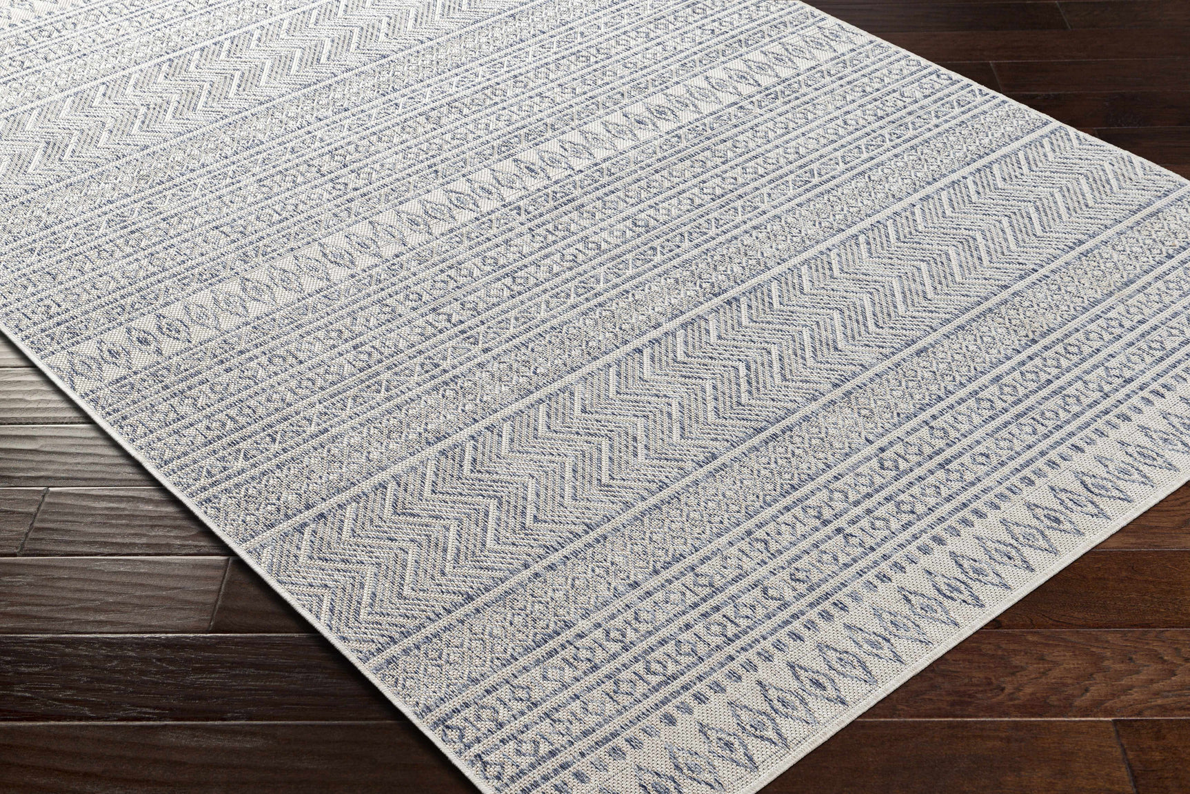 Madras Navy All Over Performance Outdoor Rug - Ornate Home