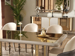 Madrid Cream Dining Room Set (Dining Table & 6 Dining Chair & Consol With Mirror) - Ornate Home