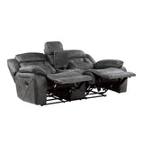 Madrona Hill Gray Double Reclining Loveseat - Ornate Home