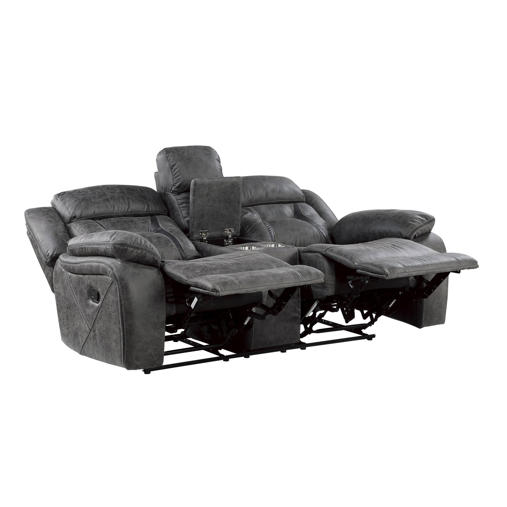 Madrona Hill Gray Double Reclining Loveseat - Ornate Home