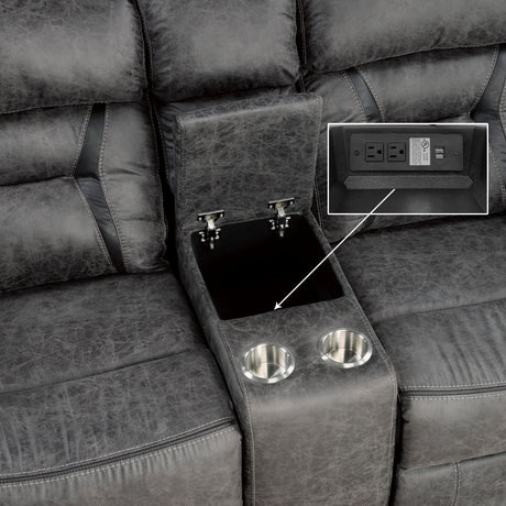 Madrona Hill Gray Double Reclining Loveseat - Ornate Home