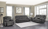 Madrona Hill Gray Double Reclining Loveseat - Ornate Home