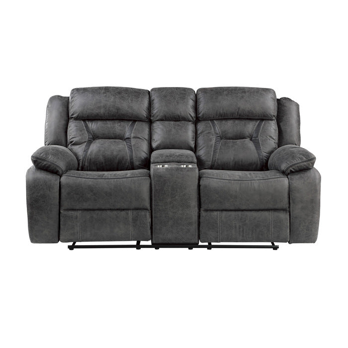 Madrona Hill Gray Double Reclining Loveseat - Ornate Home