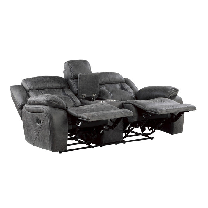 Madrona Hill Gray Double Reclining Loveseat - Ornate Home