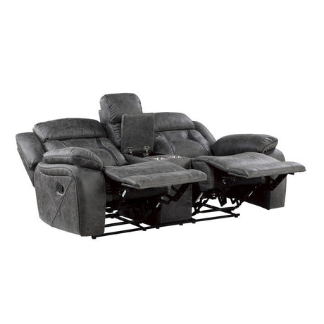 Madrona Hill Gray Double Reclining Loveseat - Ornate Home