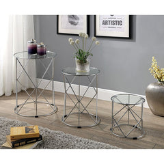 Madyson Chrome 3 Pc. Nesting Table - Ornate Home