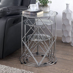 Madyson Chrome 3 Pc. Nesting Table - Ornate Home
