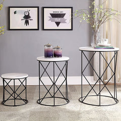 Madyson White/Black 3 Pc. Nesting Table - Ornate Home