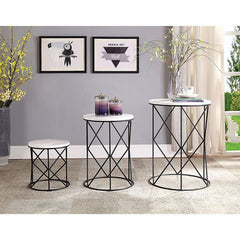 Madyson White/Black 3 Pc. Nesting Table - Ornate Home