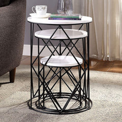 Madyson White/Black 3 Pc. Nesting Table - Ornate Home