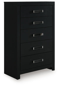 Maeling Black Five Drawer Chest - Ornate Home