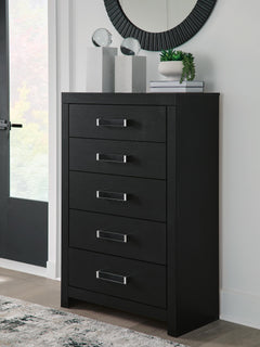 Maeling Black Five Drawer Chest - Ornate Home
