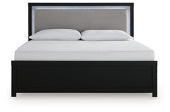 Maeling Black King Upholstered Panel Bed - Ornate Home