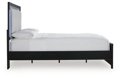 Maeling Black Queen Upholstered Panel Bed, Dresser and Nightstand - Ornate Home