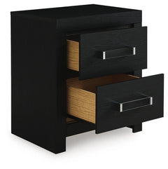 Maeling Black Queen Upholstered Panel Bed, Dresser and Nightstand - Ornate Home