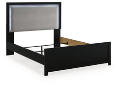 Maeling Black Queen Upholstered Panel Bed - Ornate Home
