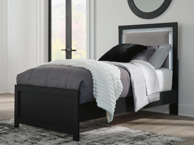 Maeling Black Twin Upholstered Panel Bed - Ornate Home