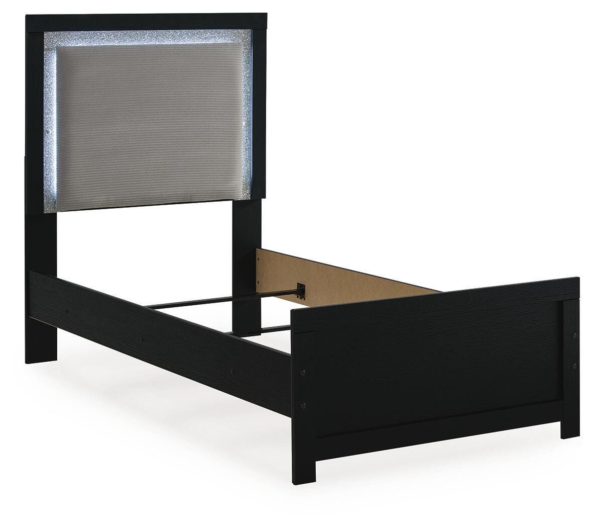 Maeling Black Twin Upholstered Panel Bed - Ornate Home