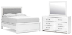 Maeling White Full Upholstered Panel Bed, Dresser and Mirror - Ornate Home