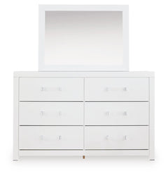 Maeling White Full Upholstered Panel Bed, Dresser and Mirror - Ornate Home