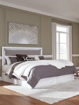 Maeling White/Gray King Upholstered Panel Headboard (Online Special Price) - Ornate Home