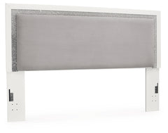 Maeling White/Gray King Upholstered Panel Headboard - Ornate Home
