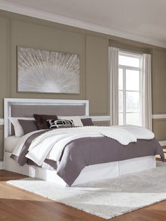 Maeling White/Gray King Upholstered Panel Headboard - Ornate Home