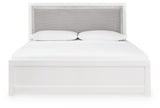 Maeling White/Gray Queen Upholstered Panel Bed, Dresser, Mirror and Nightstand - Ornate Home