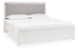 Maeling White/Gray Queen Upholstered Panel Bed, Dresser, Mirror and Nightstand - Ornate Home