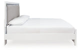 Maeling White/Gray Queen Upholstered Panel Bed, Dresser, Mirror and Nightstand - Ornate Home