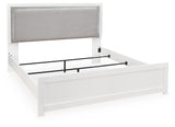 Maeling White/Gray Queen Upholstered Panel Bed, Dresser, Mirror and Nightstand - Ornate Home