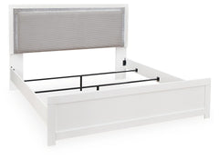 Maeling White/Gray Queen Upholstered Panel Bed, Dresser, Mirror and Nightstand - Ornate Home