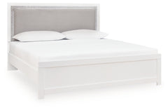 Maeling White King Upholstered Panel Bed - Ornate Home