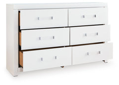 Maeling White Queen Upholstered Panel Bed, Dresser and Nightstand - Ornate Home