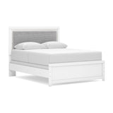 Maeling White Queen Upholstered Panel Bed, Dresser and Nightstand - Ornate Home