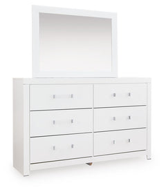 Maeling White Twin Upholstered Panel Bed, Dresser and Mirror - Ornate Home