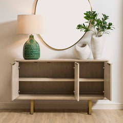 Maeva Woodtone 3 Door Light Wood Cabinet - Ornate Home