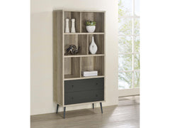 Maeve Distressed Pine 70-inch 3-shelf Bookcase with Drawers - Ornate Home