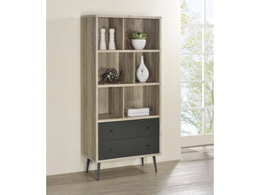 Maeve Distressed Pine 70-inch 3-shelf Bookcase with Drawers - Ornate Home