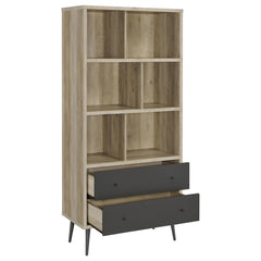 Maeve Distressed Pine 70-inch 3-shelf Bookcase with Drawers - Ornate Home