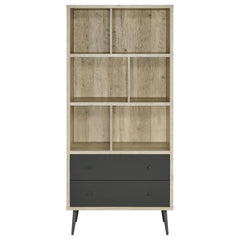 Maeve Distressed Pine 70-inch 3-shelf Bookcase with Drawers - Ornate Home