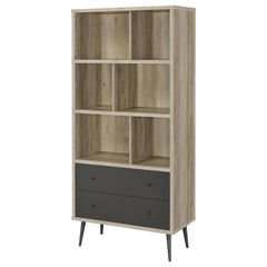 Maeve Distressed Pine 70-inch 3-shelf Bookcase with Drawers - Ornate Home