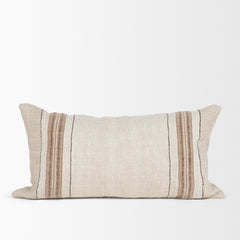 Maeve Natural/Orange 14x26 Lumbar Linen Decorative Pillow Cover - Ornate Home