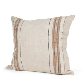Maeve Natural/Orange 20x20 Square Linen Pillow Cover with Down Filler - Ornate Home