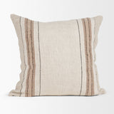 Maeve Natural/Orange 20x20 Square Linen Pillow Cover with Down Filler - Ornate Home